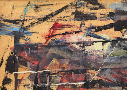 Untitled (Abstract in Orange, Black, Blue, and Red), Painting, 1956