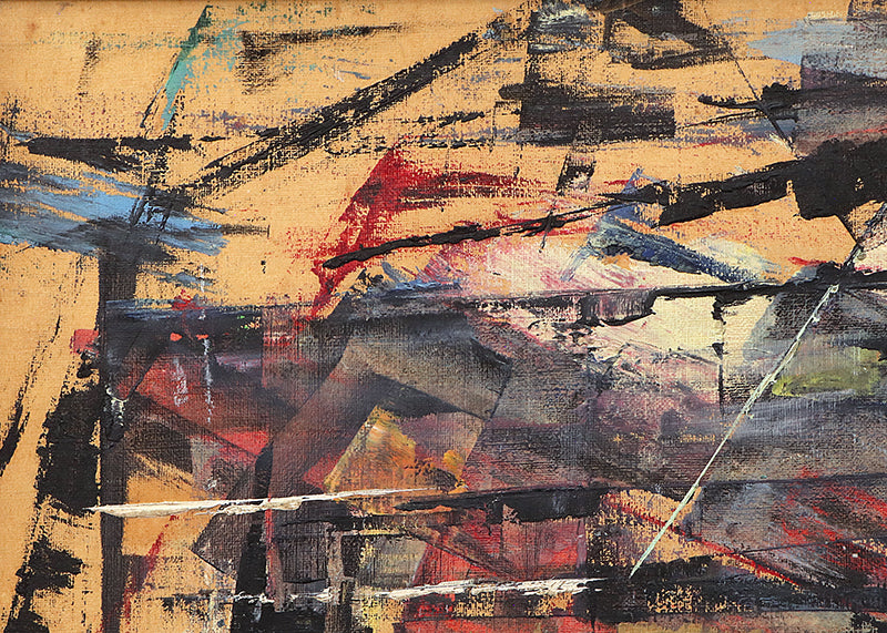 Untitled (Abstract in Orange, Black, Blue, and Red), Painting, 1956