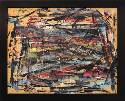 Untitled (Abstract in Orange, Black, Blue, and Red), Painting, 1956