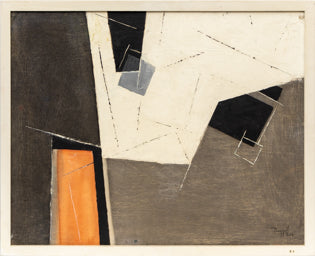 Untitled (Abstract in Black, Gray, and Salmon), Painting, 1961