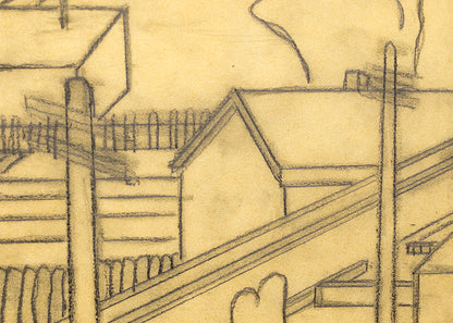 Untitled (Houses and Hills), Drawing, circa 1935
