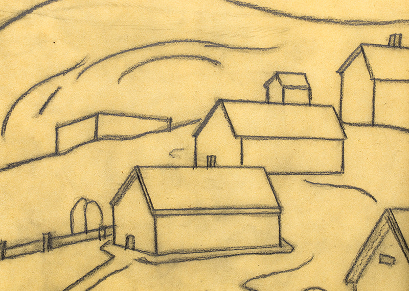 Untitled (Houses and Hills), Drawing, circa 1935