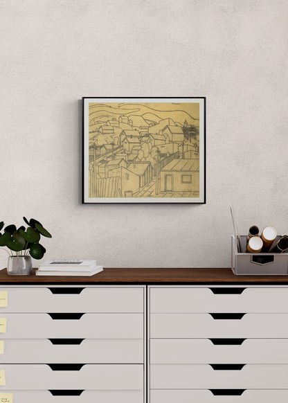 Untitled (Houses and Hills), Drawing, circa 1935