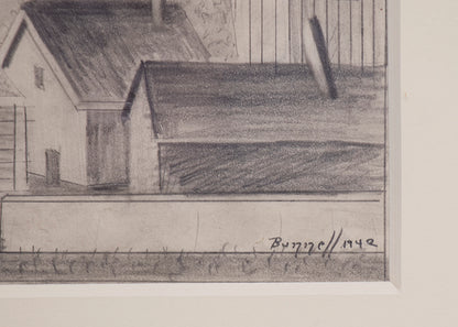 Untitled (Houses and Tree, Colorado), Drawing, 1942