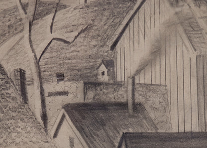 Untitled (Houses and Tree, Colorado), Drawing, 1942