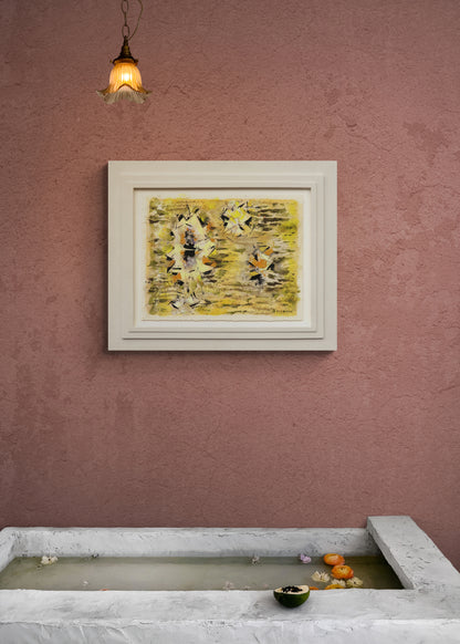 Untitled (Abstract in Yellow, Orange, Black, and Gray), Painting, circa 1960