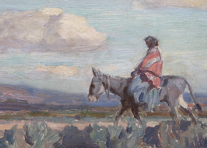 The Squaw, Chinle, Arizona  (Native American Woman on Horseback in a Desert Landscape), Painting, 1920