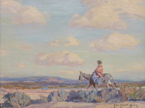 The Squaw, Chinle, Arizona  (Native American Woman on Horseback in a Desert Landscape), Painting, 1920
