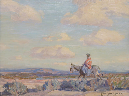 The Squaw, Chinle, Arizona  (Native American Woman on Horseback in a Desert Landscape), Painting, 1920