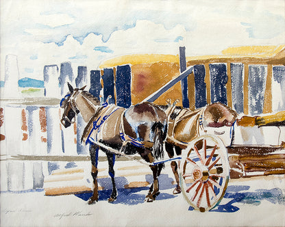 Untitled (Horses with Cart), Painting