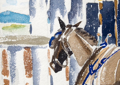 Untitled (Horses with Cart), Painting