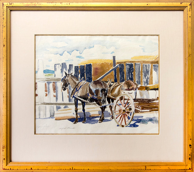 Untitled (Horses with Cart), Painting