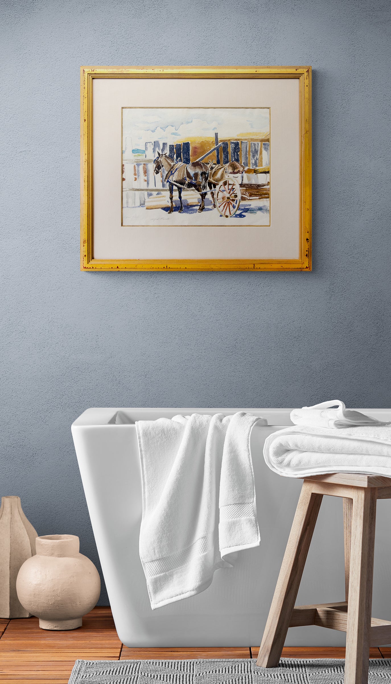 Untitled (Horses with Cart), Painting