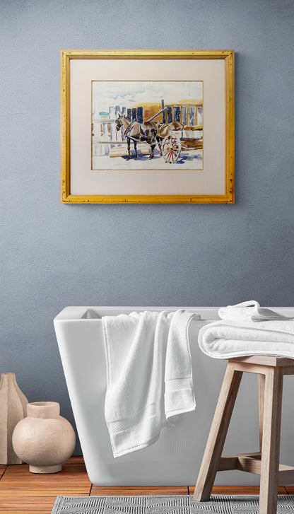 Untitled (Horses with Cart), Painting