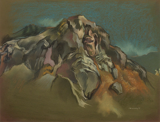 The Cliff (Colorado), Painting, 1997, Eric Bransby (1916-2020), Painting, 19 ¼ x 25 ½ inches, Shipbox: ShipBox-M, Horizontal, Medium, Framed, pastel, 1997, 1950-1999, 1990s, 20th CENTURY (1900-1999), Eric, Bransby, American Modernism, Landscape, Mountains, Broadmoor Art Academy - Colorado Springs Fine Arts Center, Colorado, Fine Art