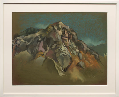The Cliff (Colorado), Painting, 1997, Eric Bransby (1916-2020), Painting, 19 ¼ x 25 ½ inches, Shipbox: ShipBox-M, Horizontal, Medium, Framed, pastel, 1997, 1950-1999, 1990s, 20th CENTURY (1900-1999), Eric, Bransby, American Modernism, Landscape, Mountains, Broadmoor Art Academy - Colorado Springs Fine Arts Center, Colorado, Fine Art