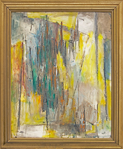 Untitled (Abstract Expressionist Composition in Yellow & Blue), Painting, 1958