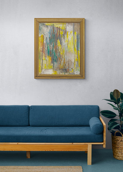 Untitled (Abstract Expressionist Composition in Yellow & Blue), Painting, 1958