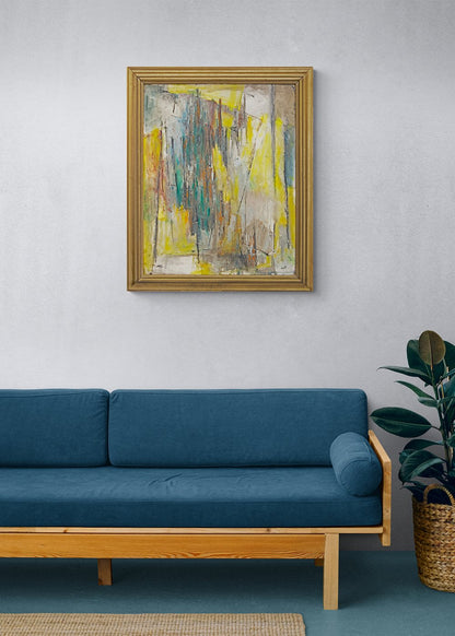 Untitled (Abstract Expressionist Composition in Yellow & Blue), Painting, 1958
