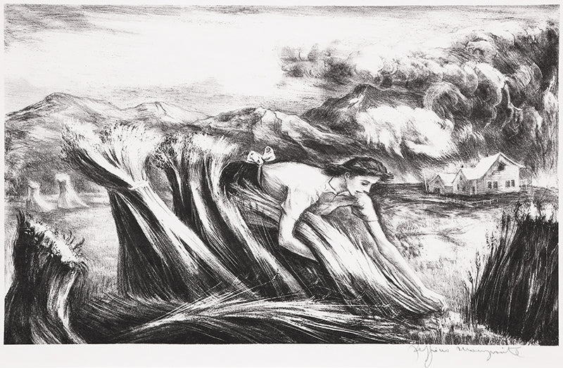 Tomorrow's Bread (Woman Harvesting Grain), Print, 1946