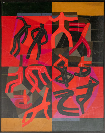 Action Series - Break Dance, Mixed Media Painting, 1975
