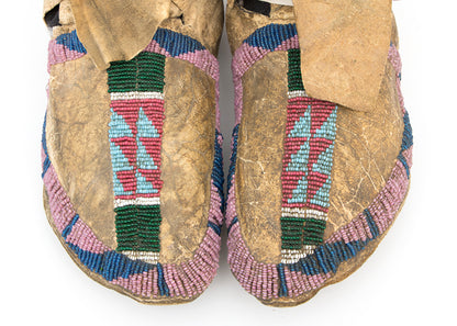 Antelope Hide Moccasins, Partially Beaded, circa 1875
