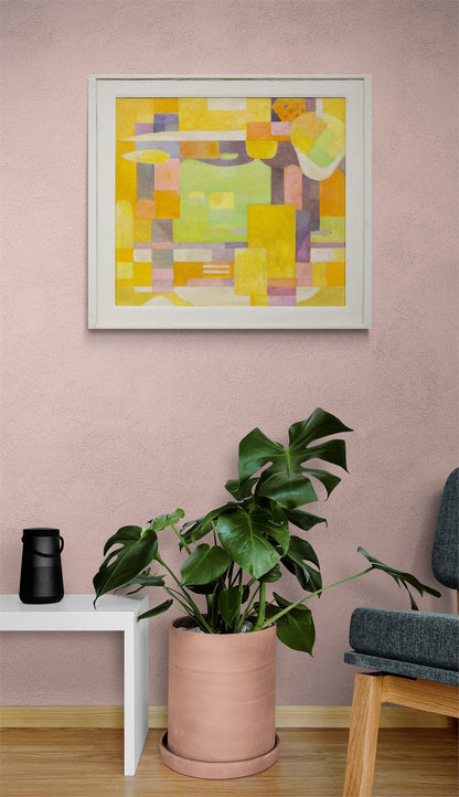 Harbor (Abstract in Yellow, Orange, Chartreuse, and Mauve), Painting
