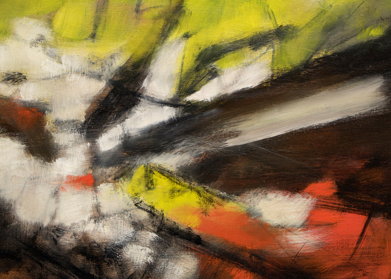 Along the Way (Abstract in Gray, Black, White, Yellow, and Orange), Painting, dated 1960