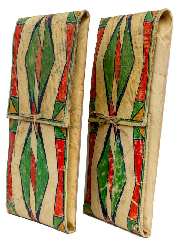 Sioux Painted Parfleche Box, circa 1900, Sioux, antique native american art, Horizontal, Small, pigments, hide, circa 1900, 1890s, 1900-1949, 1900s (1900-1909), 20th CENTURY (1900-1999), Abstract, Trading Post Era (1900-1950) Native American Art, Transitional Period (1875-1900) , Western & Native American, 8 x 17 x 8 inches