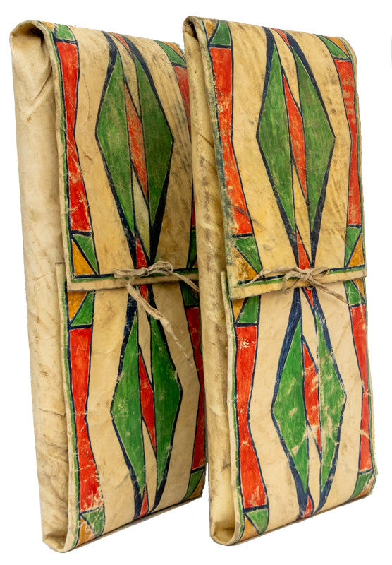 Sioux Painted Parfleche Box, circa 1900, Sioux, antique native american art, Horizontal, Small, pigments, hide, circa 1900, 1890s, 1900-1949, 1900s (1900-1909), 20th CENTURY (1900-1999), Abstract, Trading Post Era (1900-1950) Native American Art, Transitional Period (1875-1900) , Western & Native American, 8 x 17 x 8 inches