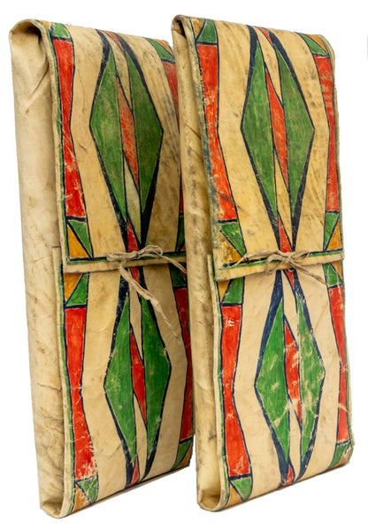 Sioux Painted Parfleche Box, circa 1900, Sioux, antique native american art, Horizontal, Small, pigments, hide, circa 1900, 1890s, 1900-1949, 1900s (1900-1909), 20th CENTURY (1900-1999), Abstract, Trading Post Era (1900-1950) Native American Art, Transitional Period (1875-1900) , Western & Native American, 8 x 17 x 8 inches