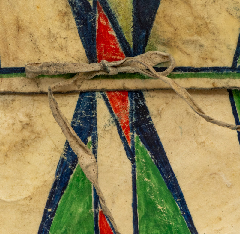 Sioux Painted Parfleche Box, circa 1900, Sioux, antique native american art, Horizontal, Small, pigments, hide, circa 1900, 1890s, 1900-1949, 1900s (1900-1909), 20th CENTURY (1900-1999), Abstract, Trading Post Era (1900-1950) Native American Art, Transitional Period (1875-1900) , Western & Native American, 8 x 17 x 8 inches