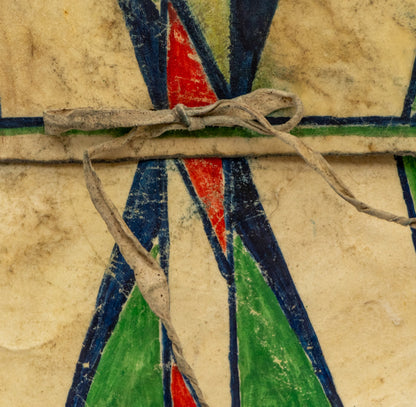 Sioux Painted Parfleche Box, circa 1900, Sioux, antique native american art, Horizontal, Small, pigments, hide, circa 1900, 1890s, 1900-1949, 1900s (1900-1909), 20th CENTURY (1900-1999), Abstract, Trading Post Era (1900-1950) Native American Art, Transitional Period (1875-1900) , Western & Native American, 8 x 17 x 8 inches