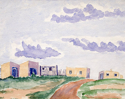Untitled (Adobes and Sky), Painting
