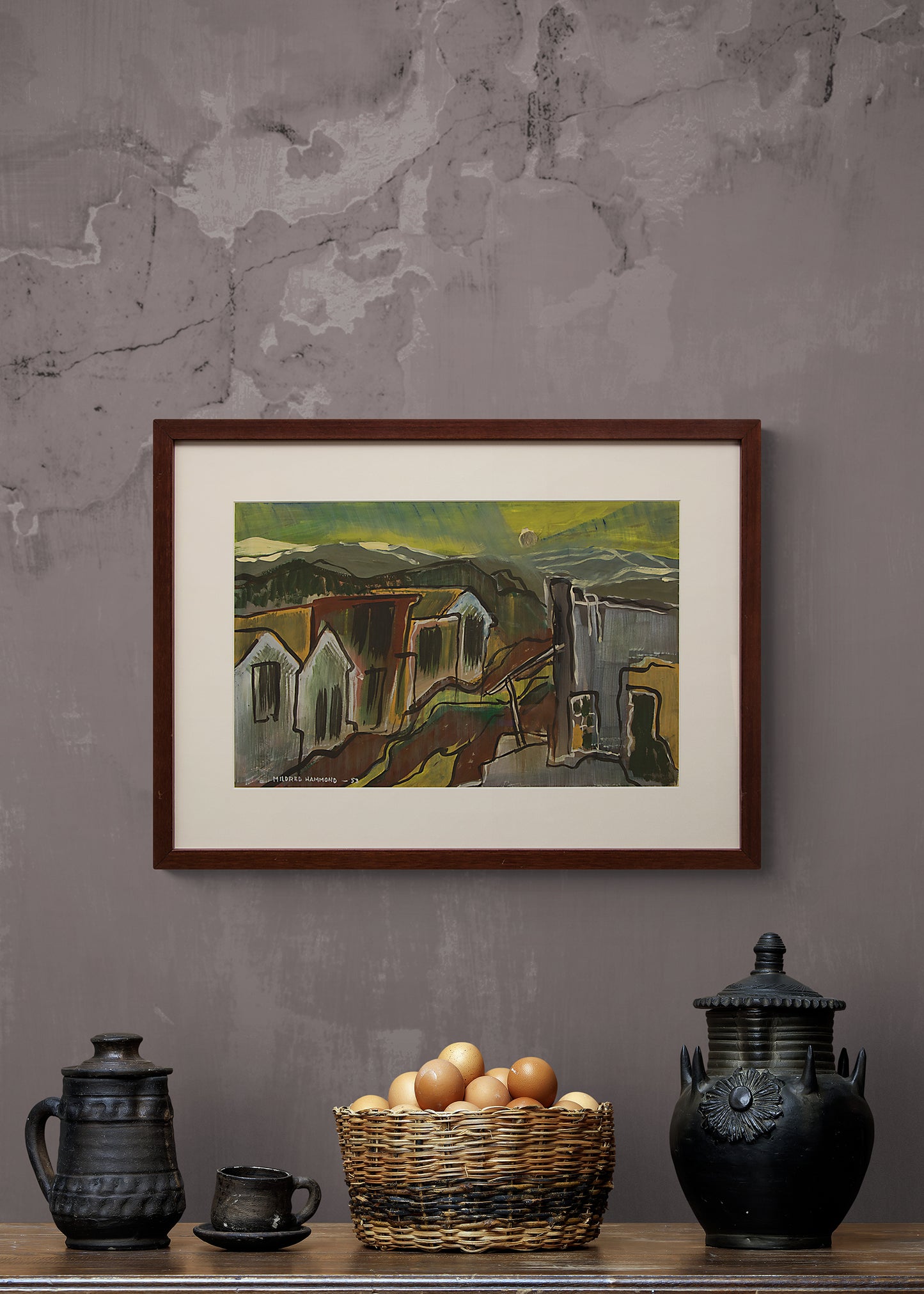 Cripple Creek, Colorado (Street Scene and Mountains), Painting, dated 1953