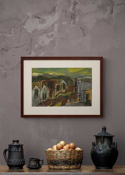 Cripple Creek, Colorado (Street Scene and Mountains), Painting, dated 1953