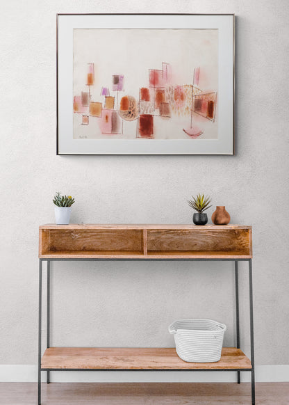 Untitled (Geometric Abstract in Red, Pink, and Taupe), Painting