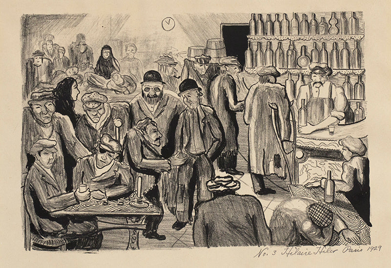 Beggars Café No. 3 (Paris, France), Drawing, 1929