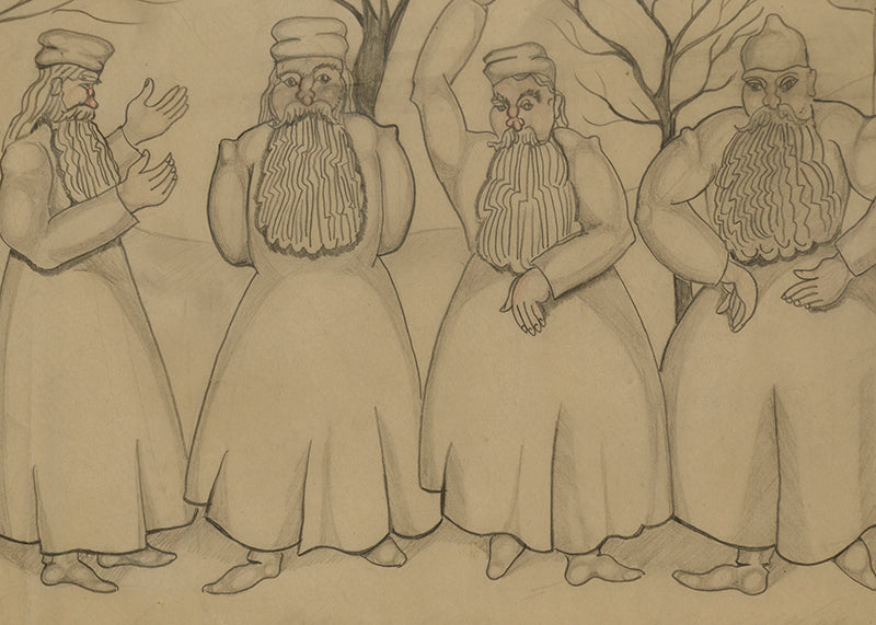 Untitled (Russian Men Dancing with Concertina), Drawing, circa 1925