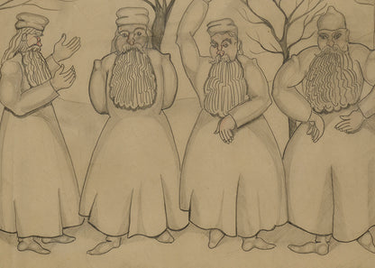 Untitled (Russian Men Dancing with Concertina), Drawing, circa 1925