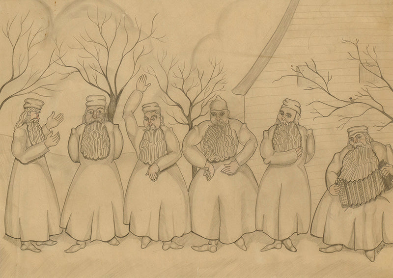 Untitled (Russian Men Dancing with Concertina), Drawing, circa 1925