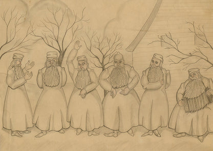 Untitled (Russian Men Dancing with Concertina), Drawing, circa 1925