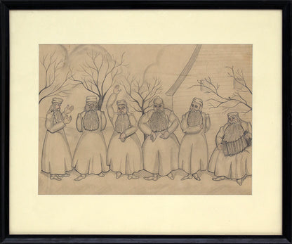 Untitled (Russian Men Dancing with Concertina), Drawing, circa 1925