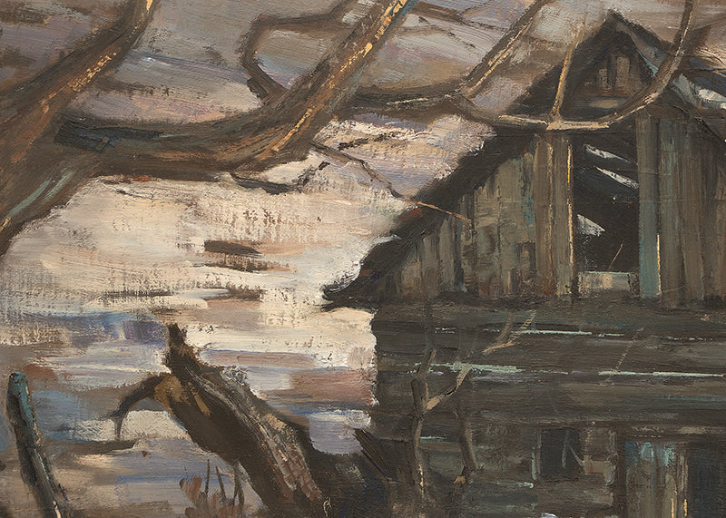 Along Santa Fe Road (Landscape with an Old Barn in Winter), Painting