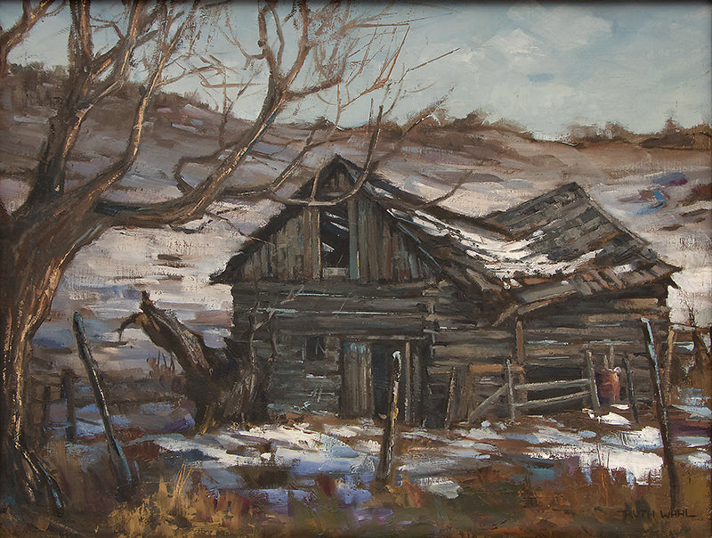 Along Santa Fe Road (Landscape with an Old Barn in Winter), Painting