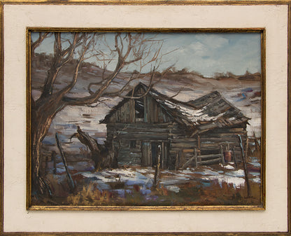 Along Santa Fe Road (Landscape with an Old Barn in Winter), Painting