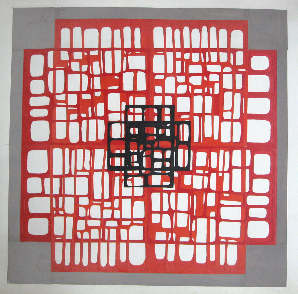 Untitled (Abstract in Gray, Red, and White), Painting