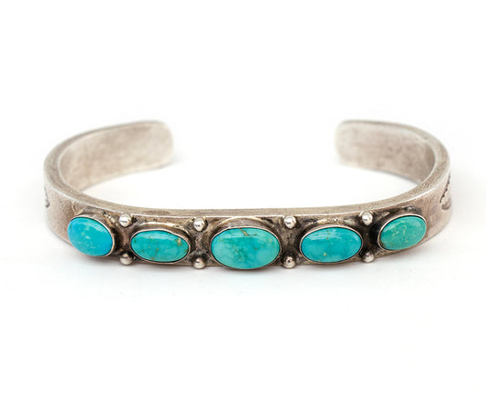 Navajo (Diné) artwork for sale. Silver Cuff Bracelet with Turquoise, circa 1950, Denver, Colorado, Art Gallery)