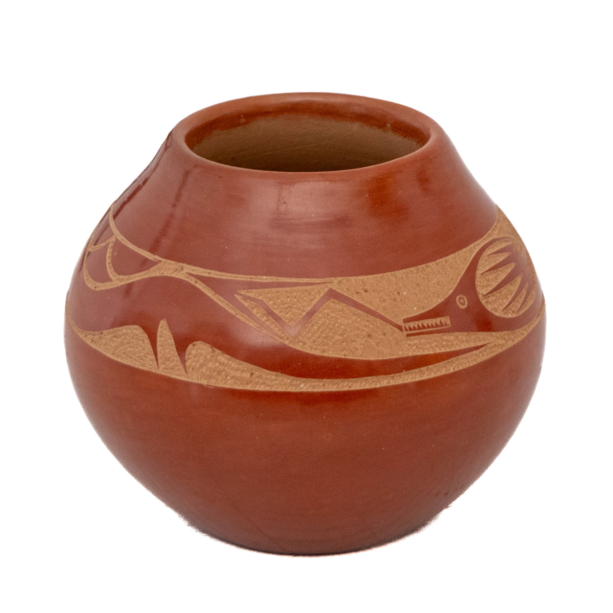 Redware Pottery Olla with Avanyu Water Serpent