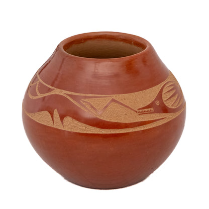 Redware Pottery Olla with Avanyu Water Serpent